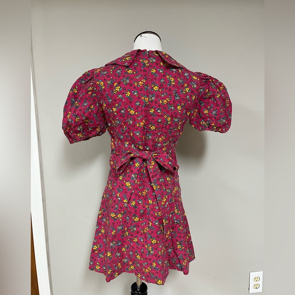 Vintage Pink A-Line Puff Sleeve Sundress - Picture 4 of 5